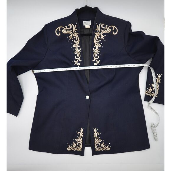 Hobby Horse Navy Blazer with Cream, Gold & Rhinestone Accents - 3X - Picture 7 of 7